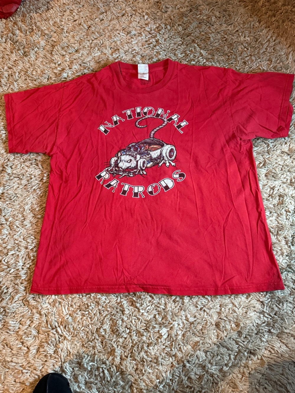 Vintage Y2K Gildan National Rat Rods Red Graphic Tee